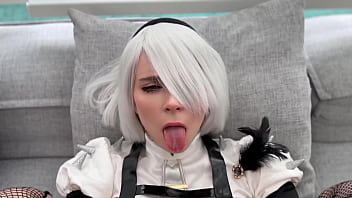 2B Gets Her Tight Pussy Fucked in All Positions and Takes Cum on Her Face – Сosplay NieR: Automata