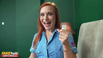 FAKEhub – Hot redhead nurse with perfect little pink shaved pussy has to collect a sperm sample