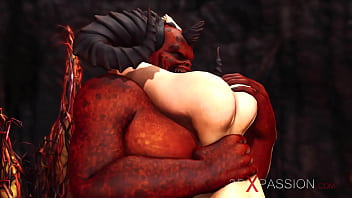 Devil plays with a super hot girl in hell