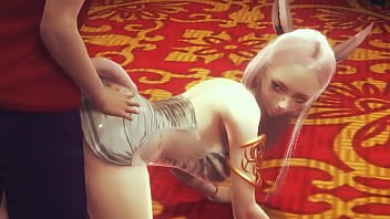 Miqo te final fantasy cosplay having sex with a man in new hentai gameplay